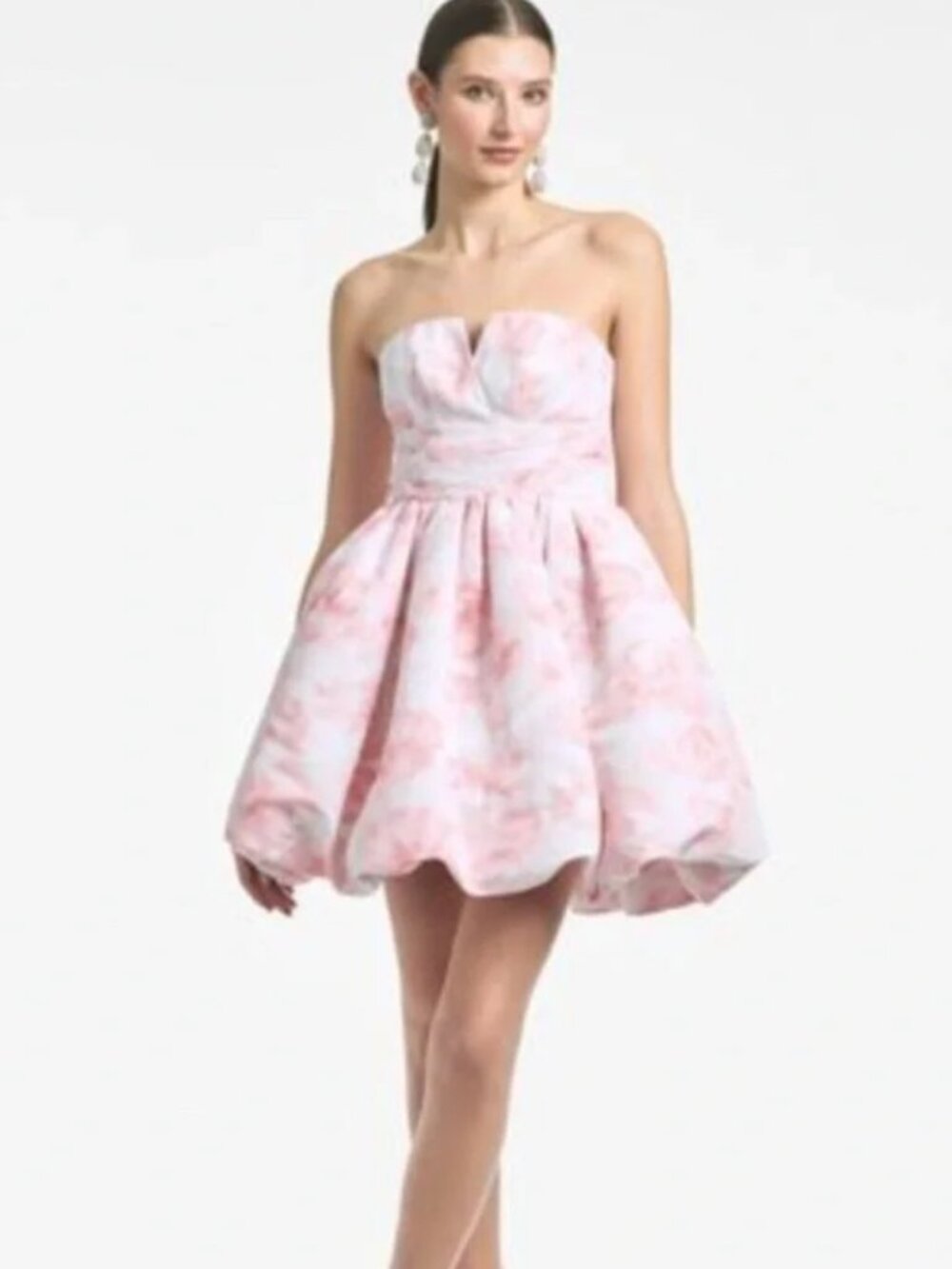 Sachin & Babi Maura Strapless  Mini Dress - Blush Watercolor Floral Size 8